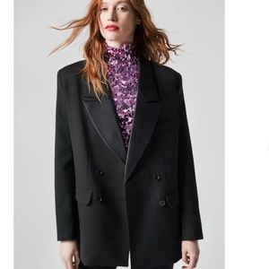 NWT $795 SMYTHE Oversize Double Breasted Tuxedo Blazer in Black- size Medium!